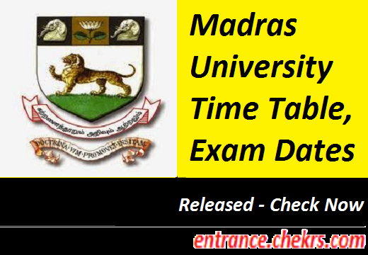 Madras University Time Table October 2023