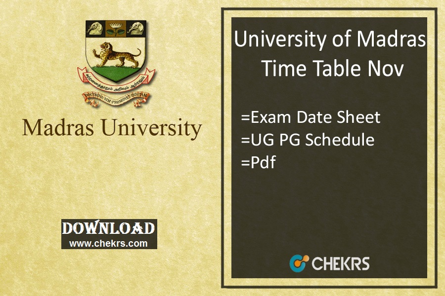 Madras University Time Table 2022
