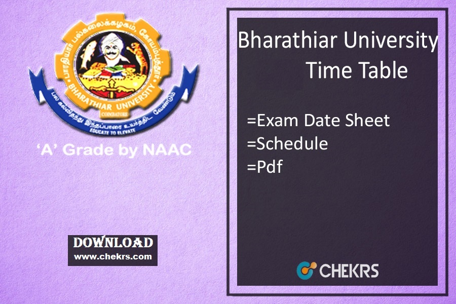 Bharathiar University Time Table 2024