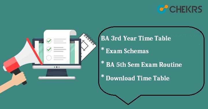 BA 3rd Year Time Table 2022
