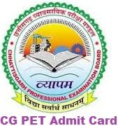 CG PET Admit Card 2017