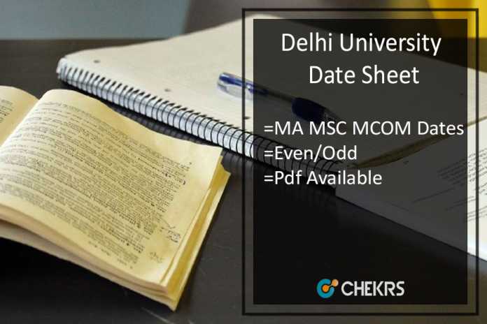 DU PG Date Sheet 2021 Delhi University MA MSC MCOM 2nd 4th Sem Exam Date