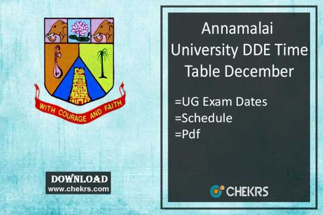 Annamalai University DDE Time Table 2024 - 2nd 4th 6th Sem Exam Date