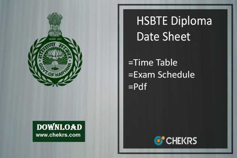 HSBTE Diploma Date Sheet 2024 Haryana Diploma 2nd 4th 6th Sem Time Table