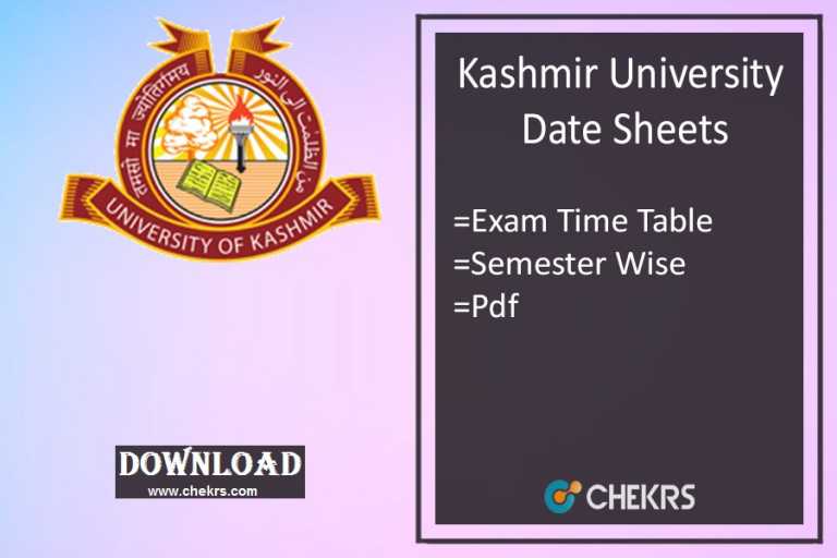 Kashmir University Date Sheets 2023 2nd 4th 6th Semester Time Table