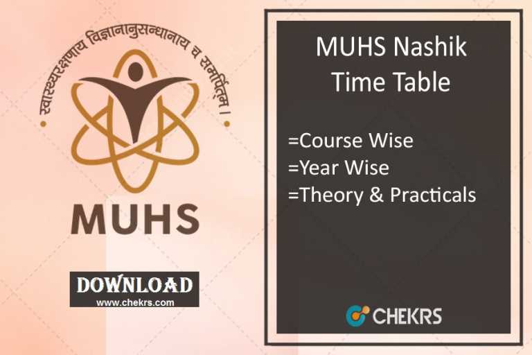 MUHS Time Table Winter 2024 MBBS BDS BAMS BHMS Exam Date