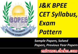 J&K BPEE CET Syllabus, Exam Pattern 2017