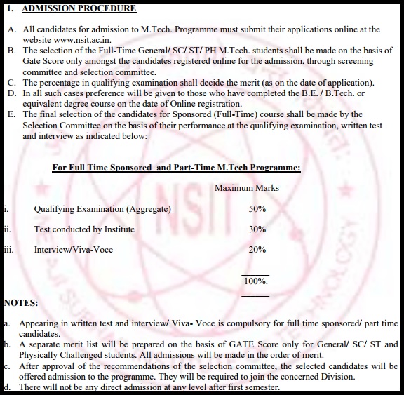 NSIT M.Tech Admission : PG Application Form, Dates, Eligibility